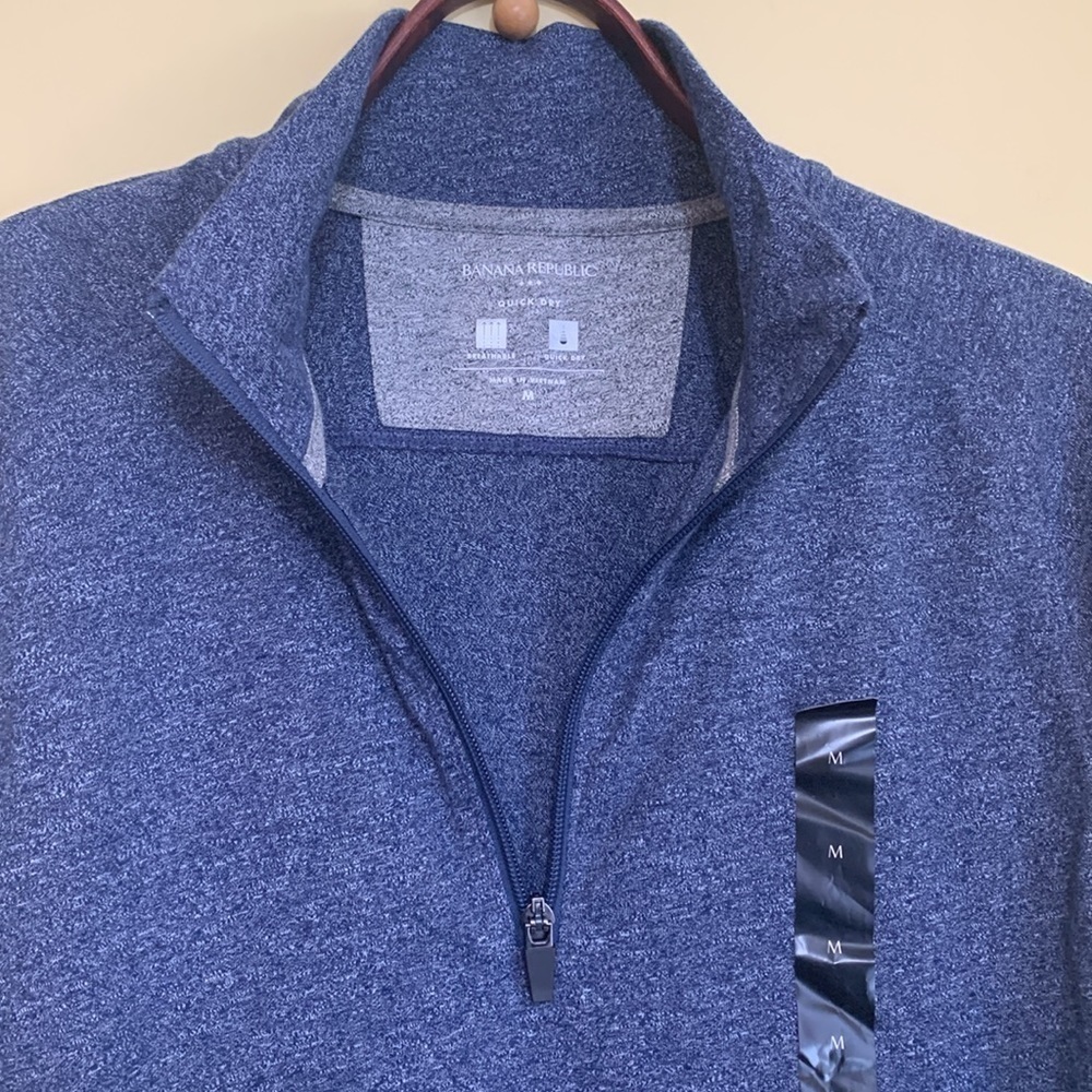 Banana Republic | NWT Blue Golf Men Adult Quick Dry 1/4 Zip Up Pullover Top M - Picture 6 of 8